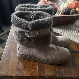 Guess Gray Fur-Lined Winter Boots